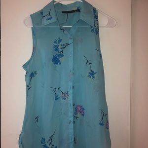 Floral baby blue chiffon shirt